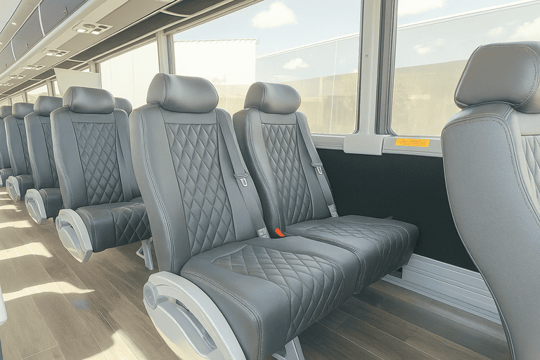 interior of Oklahoma City Minibus Company charter bus