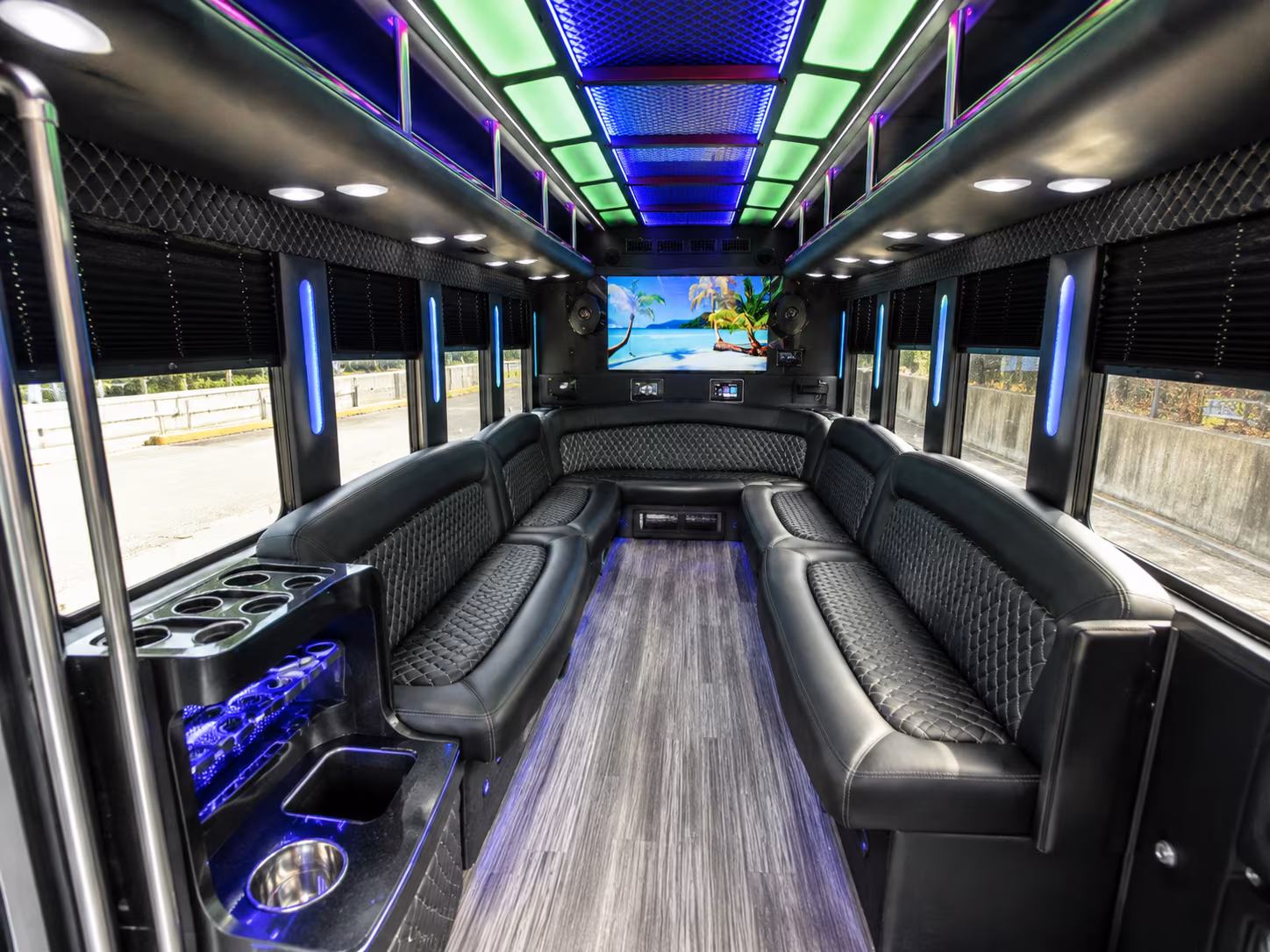 oklahoma city 18 passenger party bus inside