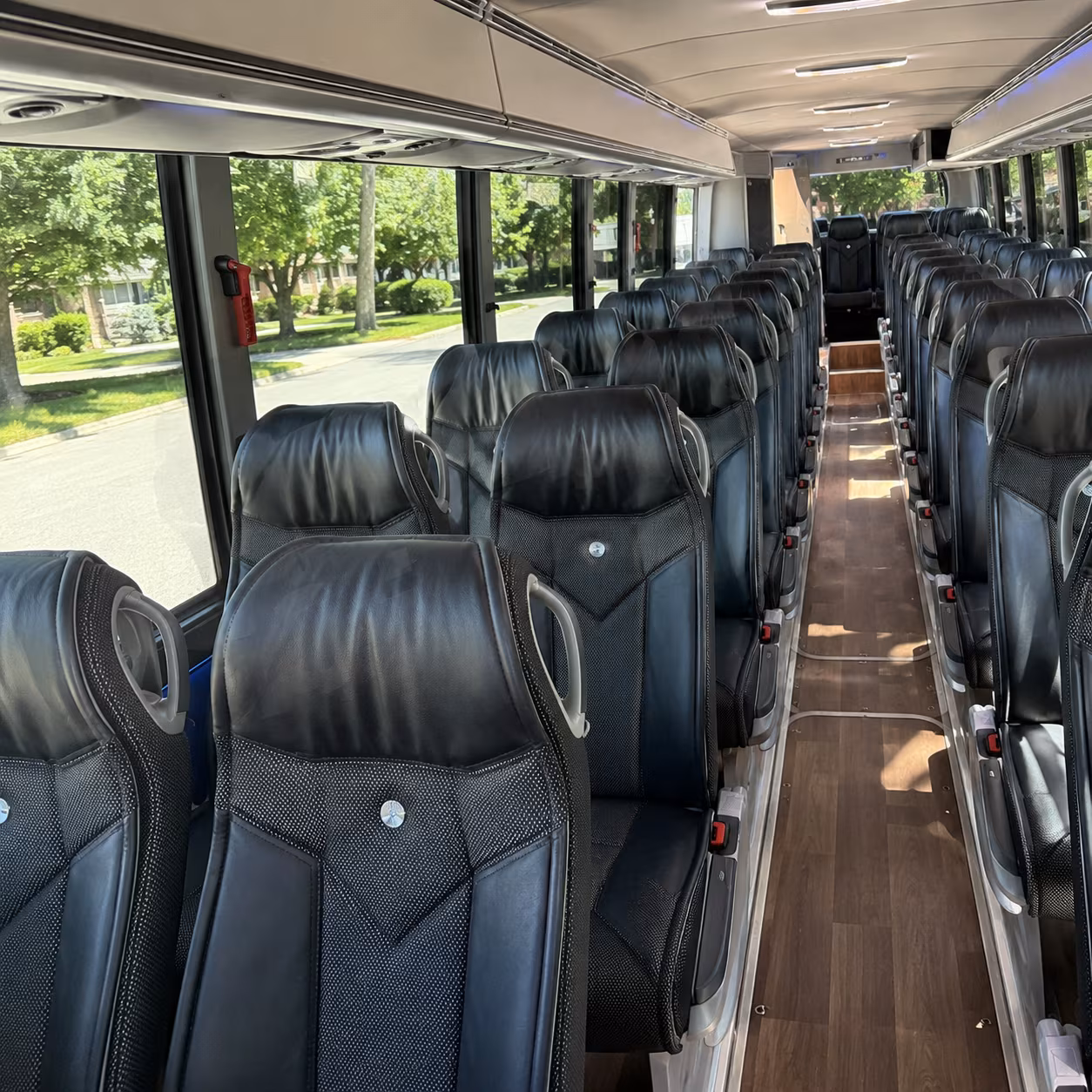 oklahoma city 40 passenger charter bus inside
