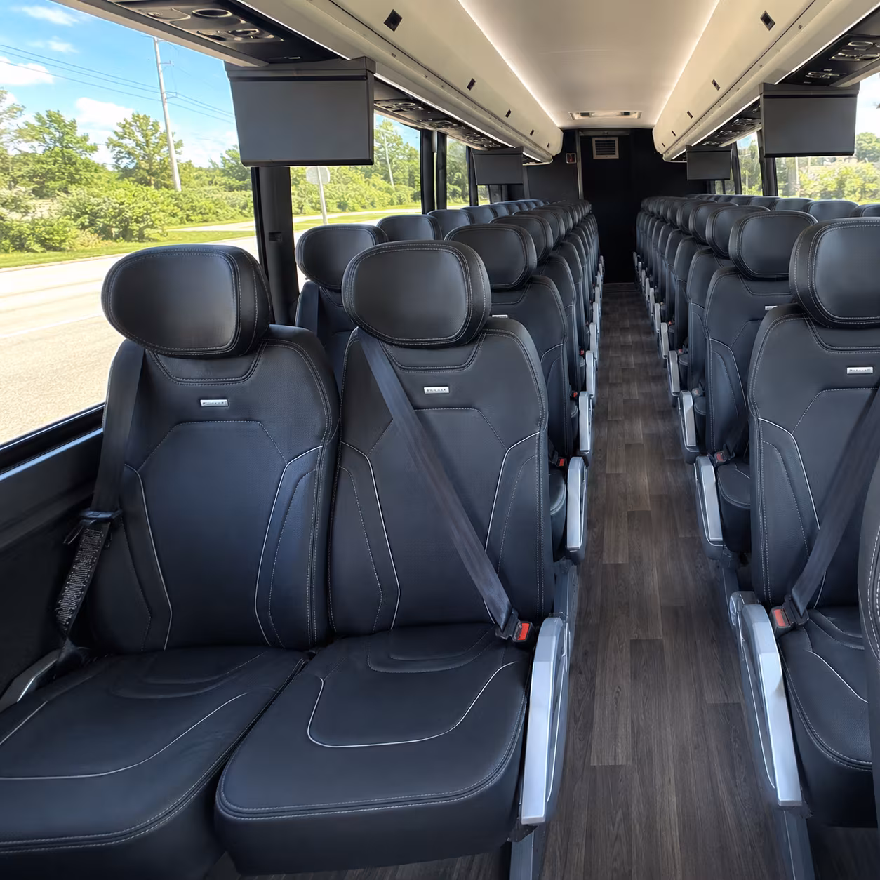 oklahoma city 47 passenger charter bus inside