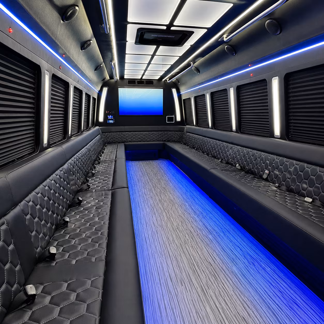 oklahoma city 50 passenger party bus inside